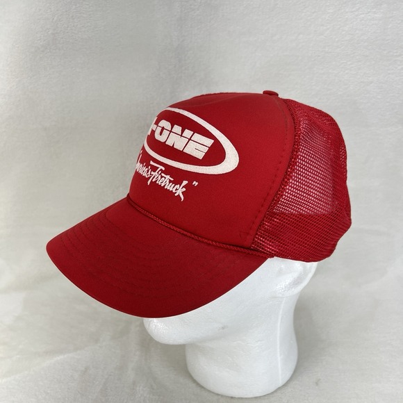 Vintage E-ONE Americas Firetruck Trucker Cap Hat White Red Mesh Back Snapback - Picture 7 of 13